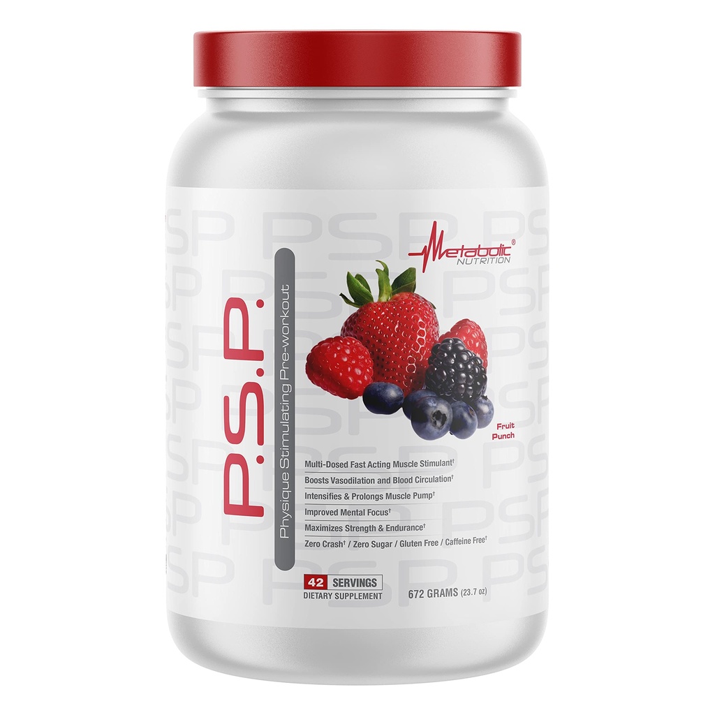 Metabolická výživa P.S.P. Physique Stimulace Předcvičení 672g nulový cukr kofein zdarma (ovocný punč)