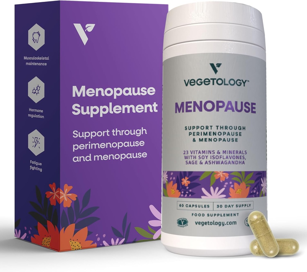 Vegan Menopauza doplňky (60 Kapsle) - Perimenopauza a Menopauza Vitamíny - Dámské doplňky - Perimenopauza doplňky pro ženy - Doplněk stravy - Menopauza Podpora