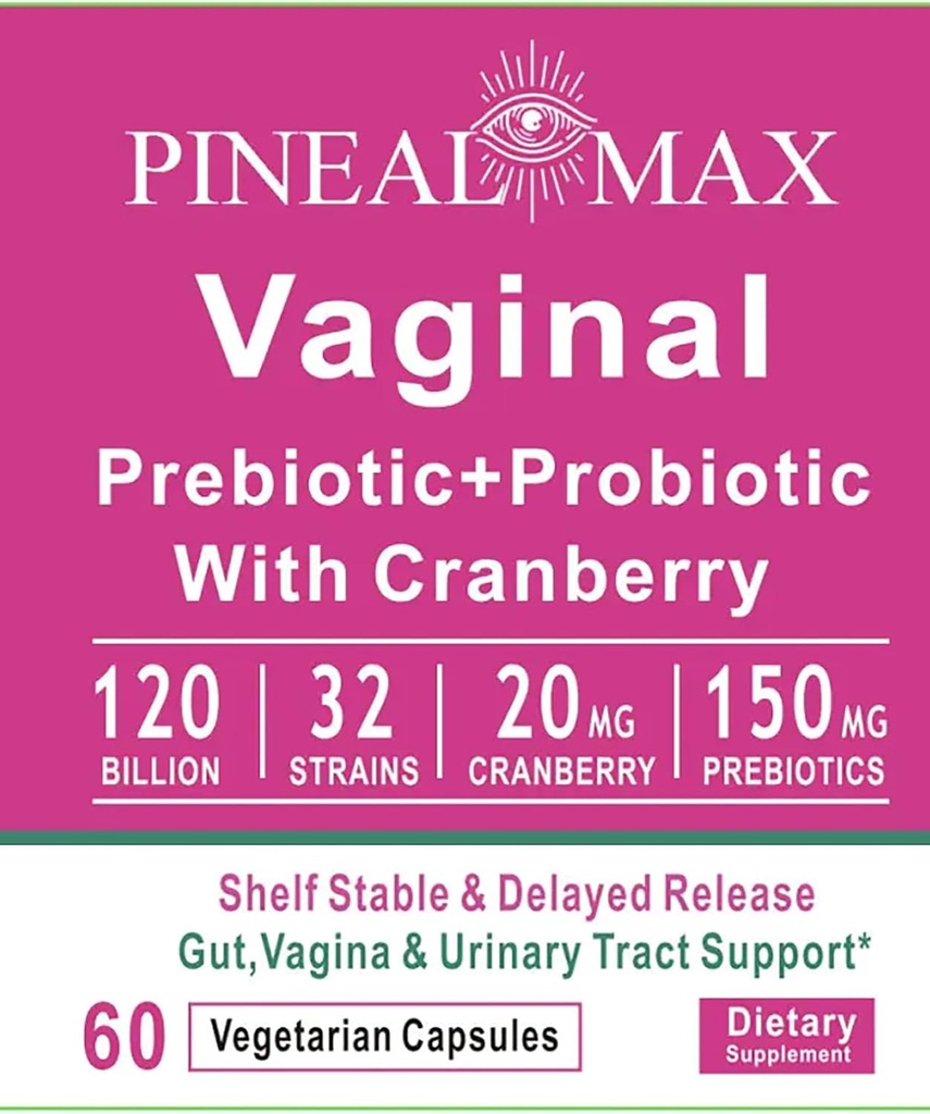 Vaginální Prebiotická + Probiotická s Cranberry, 120 Milionů CFU, 32 Strains, 150 mg Prebiotika