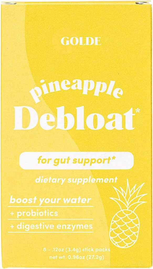 GOLDE Ananas Debloat - Probiotický dodatek pro přírodní uvolňování a přetrvávání trávicí rovnováhy - Vegan, Keto, Low- Sugar - 8 Služeb