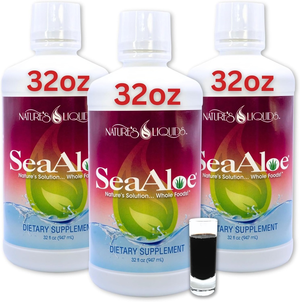 Liquid Aloe Vera Juice Oceanic Elixir - Proprietární botanická směs pro štítnou žlázu, potravu a imunitní podporu, 32- z (balení po 3)