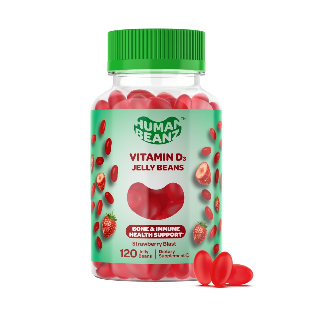 Vitamin D3 Jelly Bean Gummies pro dospělé, Podpora imunity, 2000 IU vitaminu D, Nutritional Vegetarian doplňky, 120 Jahodové Blast Jelly Fazole, Kosher