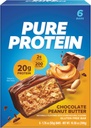 Čisté proteinové tyčinky, vysoký protein, výživné snacks na podporu energie, nízký cukr, gluten zdarma, čokoládové arašídové máslo, 1.76 Oz (balení po 6)