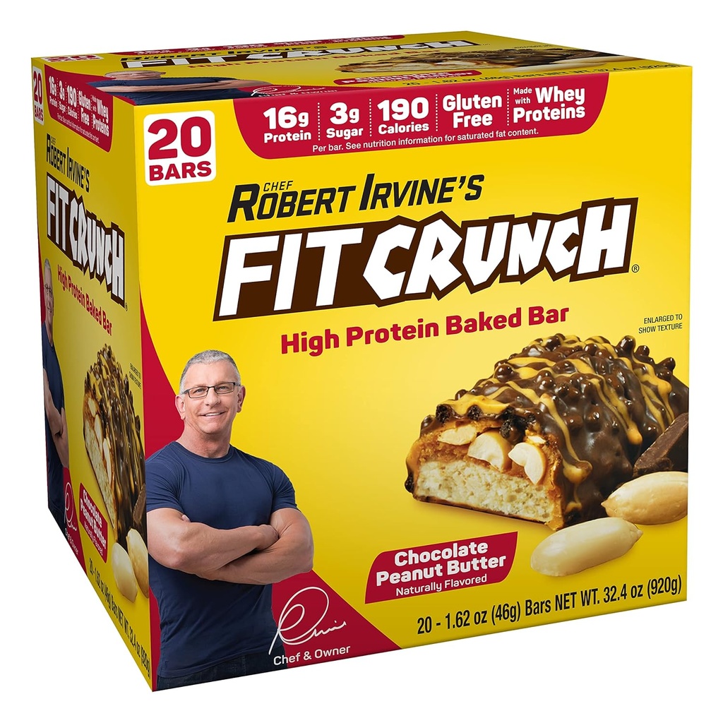 FITCRUNCH Protein Bary, Snack Size Value Pack, gluten Free, Made with Whey Proteins (20 Snack Size Bars, arašídové máslo)