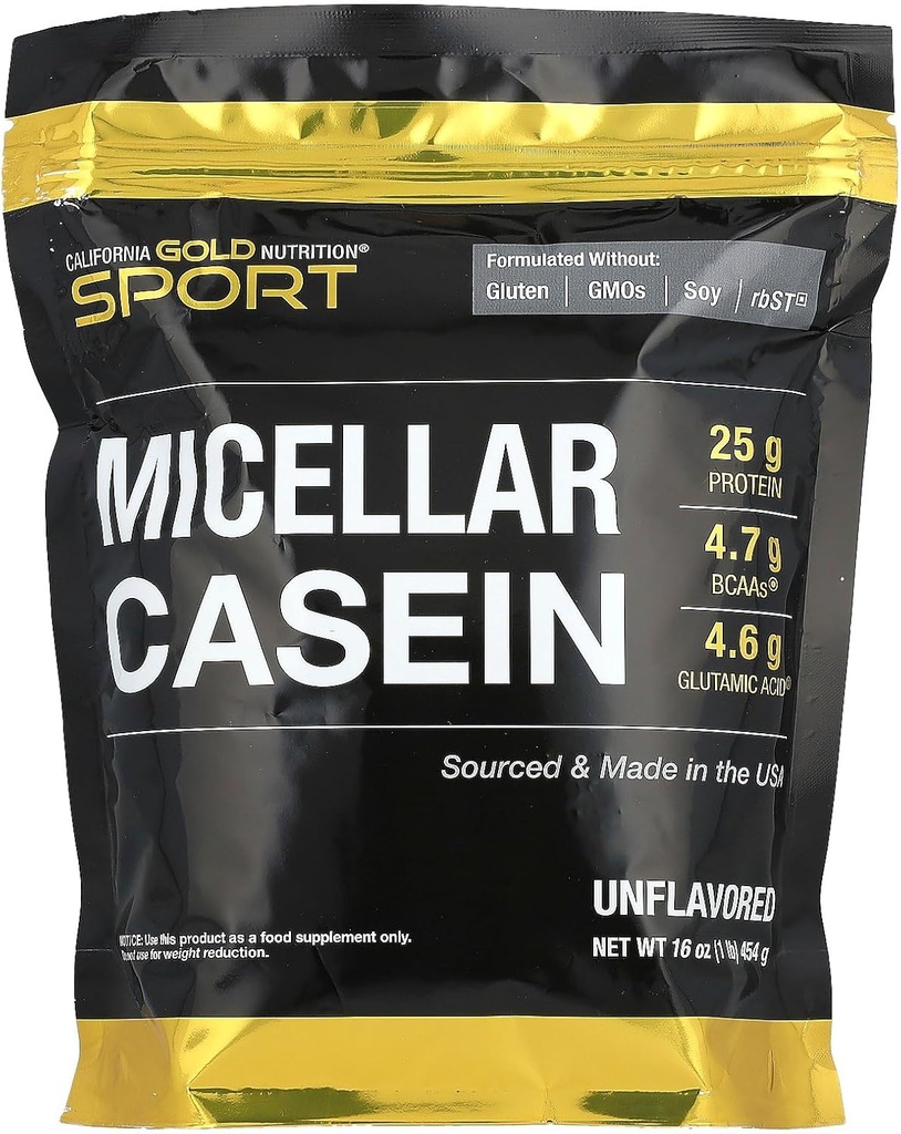 California Gold Nutrition Sport, Micelar Casein, Neochucené, Pomalá absorpce, 16 oz (454 g)