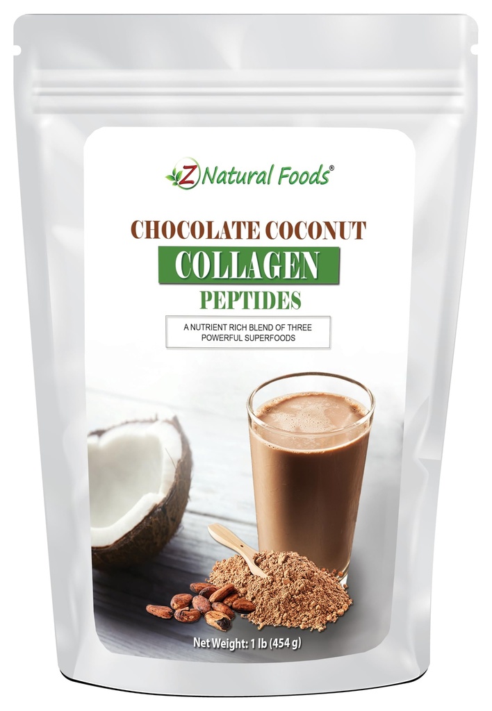 Z Přírodní potraviny Čokoláda Kokosový Kokosový Kolagen Peptidy, Vyrobeno s kokosovým mlékem prášek, Delicious Protein Powder pro celkové wellbeing, Sugar- Free, Non- GMO, gluten Free, Kosher, 1 LB.