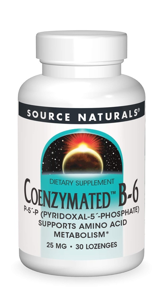 Zdroj Naturals Coenzymated B-6 25mg P-5 Pyridoxal-5 Fosfát účinkující, Rychlý rozpustit sublingvální vitamíny podporuje aminokyseliny metabolizmus - 30 Lozeng