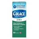 Colace 2-In-1 Stool Softener Plus Stimulant Laxative for Gentle Effective Constolly Relief, Docusate Sodium Plus Sennsids, 60 Počet