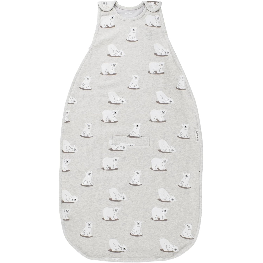 Woolino 4 Season Sleep Sack - Ultimate Merino Wool and Organic Cotton Sleeping Bag - Two- Way Zipper Nastavitelný Universal Size Sleep Sack pro dítě (2-24 měsíců) - Polar Bear