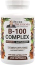 Vyvážený komplex vitaminu B 100mg 250 Kapsle, Energie a metabolismus Podpora. Obsahuje všechny vitaminy Peter Gillham život Essentials,