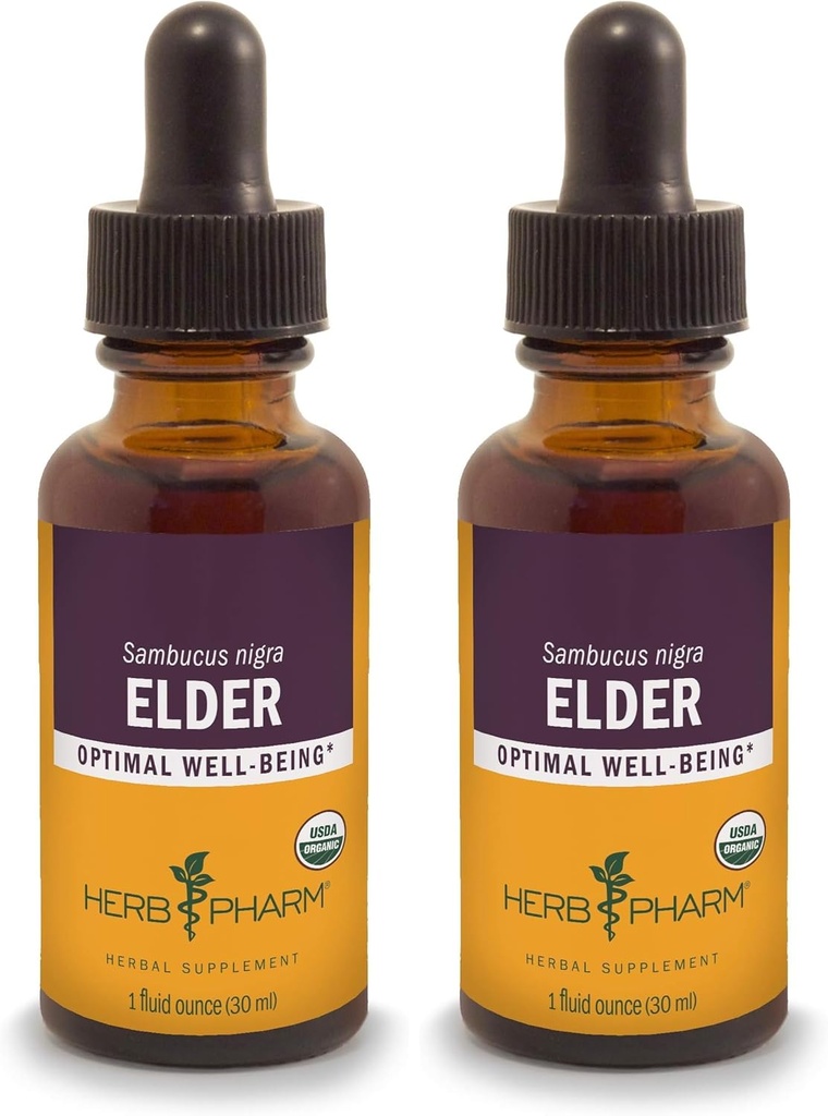 Herb Pharm Certified Organic Elder Liquid Extract - 1 Ounce (Balení po 2)