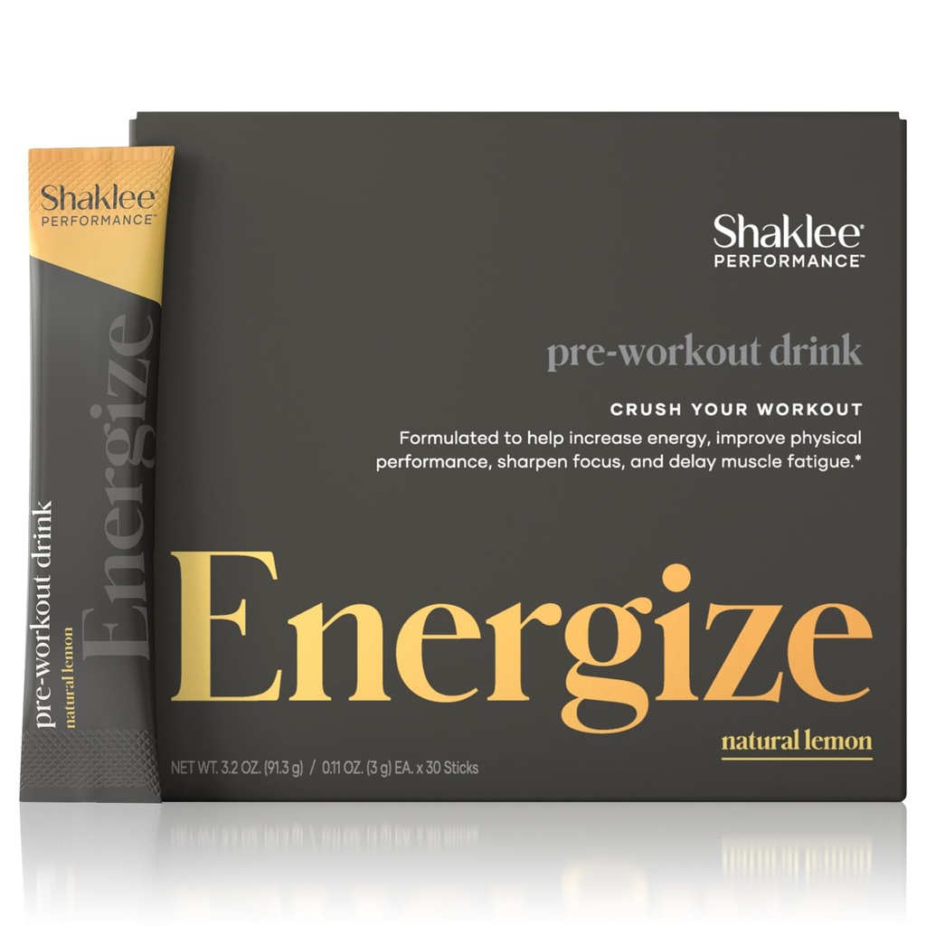 Shaklee - Performance Pre- Workout Energy Drink - Green Tea Extract Lemon Flavor - Energy Boost - Beta- Alanine & L- theanine - 100mg Caffeine, 800mg Beta- Alanine a 100mg L- theanine - 30 Služeb