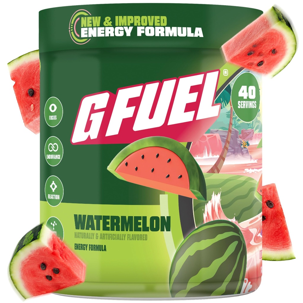 G palivo Meloun Energy Drink Powder, Pre Workout Kofein Mix pro Gaming, Cukr Free Focus Amino, Vitamin + Antioxidanty, 9.9oz (Meloun, 40 Služeb)