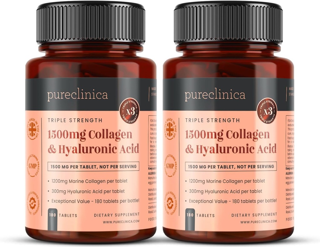 pureclinica UltraSb Collagen & Hyaluronic Acid 1500mg x 360 tablet (2 láhve 180) - 1 rok dodávky