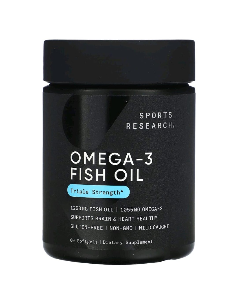 Sportovní výzkum Omega-3 Fish Oil, Triple Strength, 60 Softgels