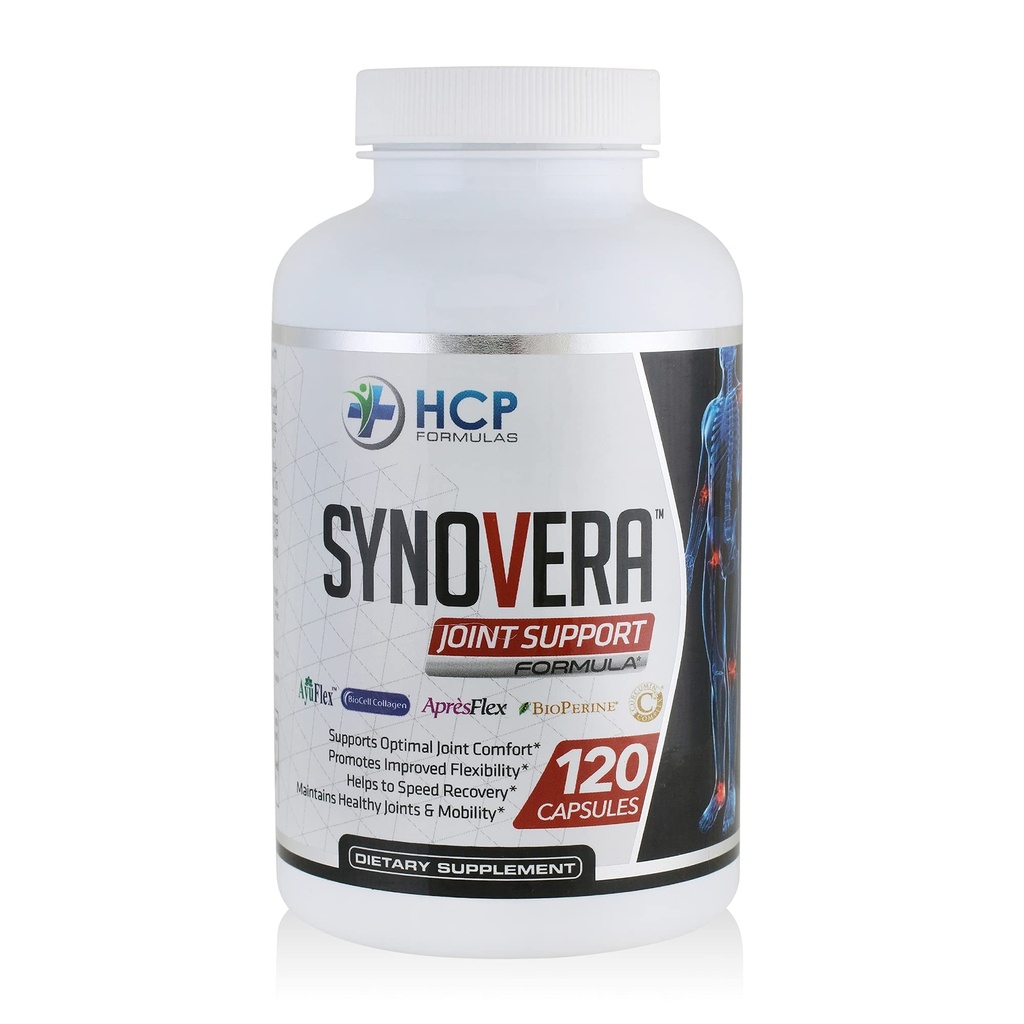 Synovera - Joint Support Complex with Turmeric Extract & Collagen - Mobilita & flexibilita - Zdravé klouby, Tendon, Ligament, a Synovial Tissue - Dietní dodatek - 120 Caps