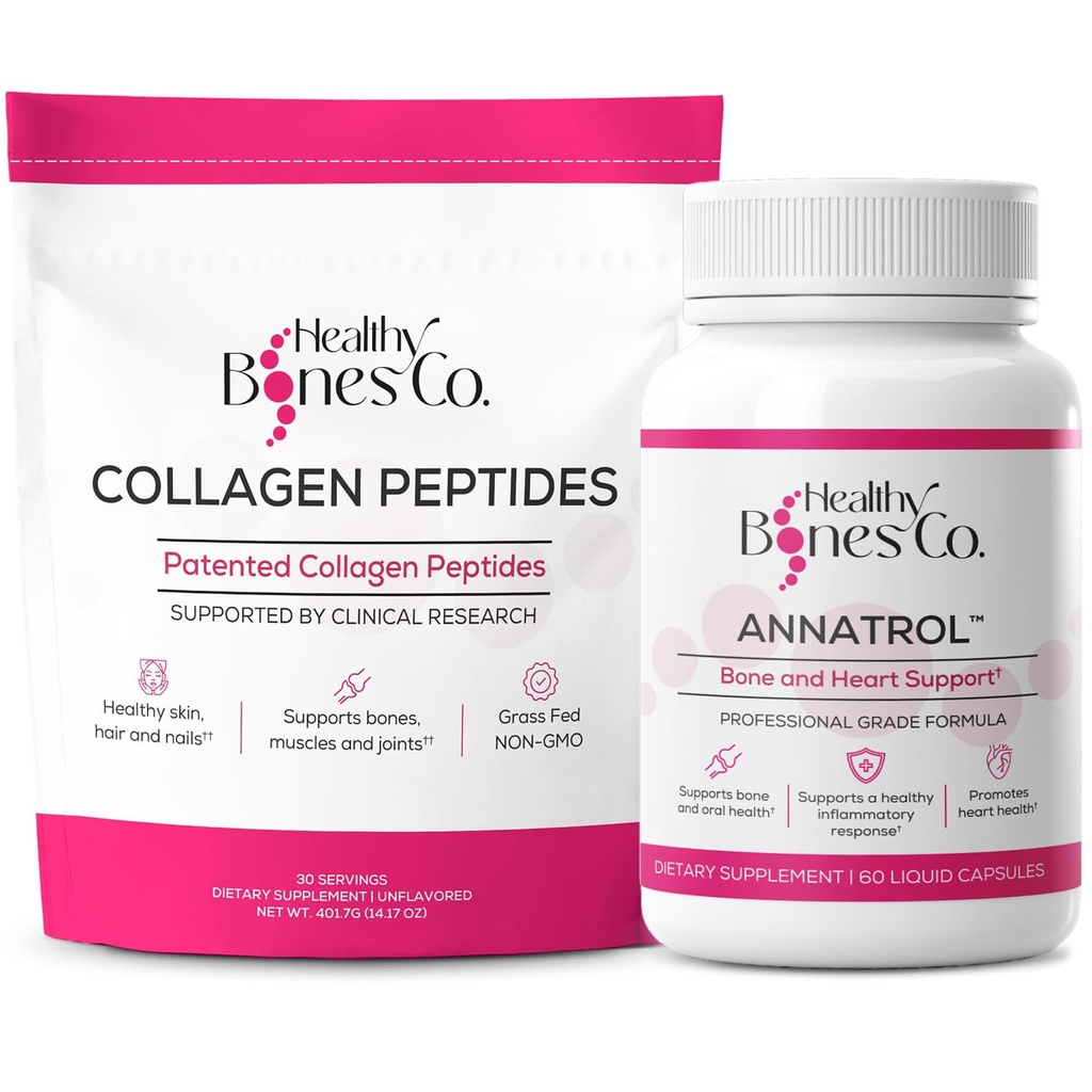 Annatrol Bone Support & FORTIBONE Collagen Peptides w / FORTIGEL, VERISOL a TENDOFORTE - Kompletní kost, kloub, kůže, vlasy, nehty a metabolická podpora CARL 124; 1 měsíční dodávka (Pouch, 401.7G)