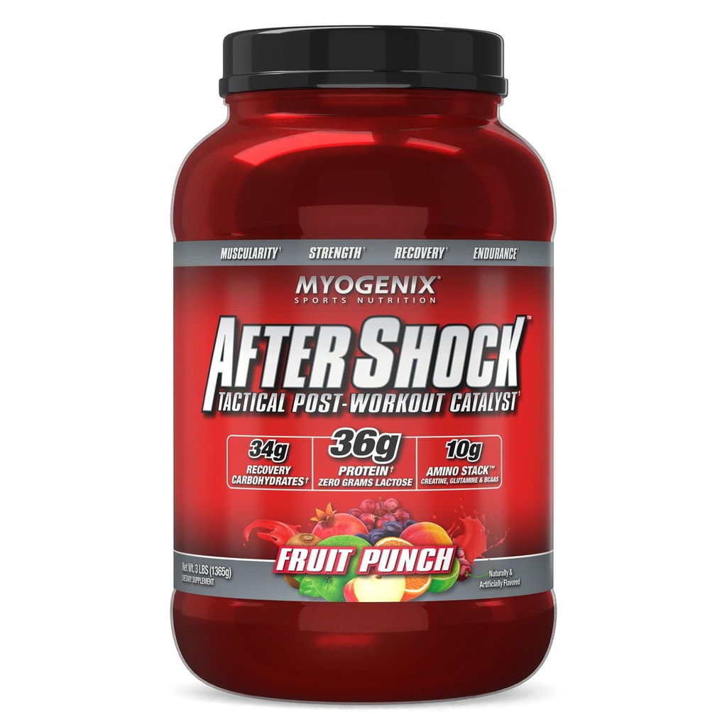 Myogenix Aftershock Post Workout - Muscle Growth Syley Protein Powder - Speeds Up Muscle Growth and Recovery - Podporuje společné zdraví a obnovuje Glycogen - Ovocný punč, 3 kg
