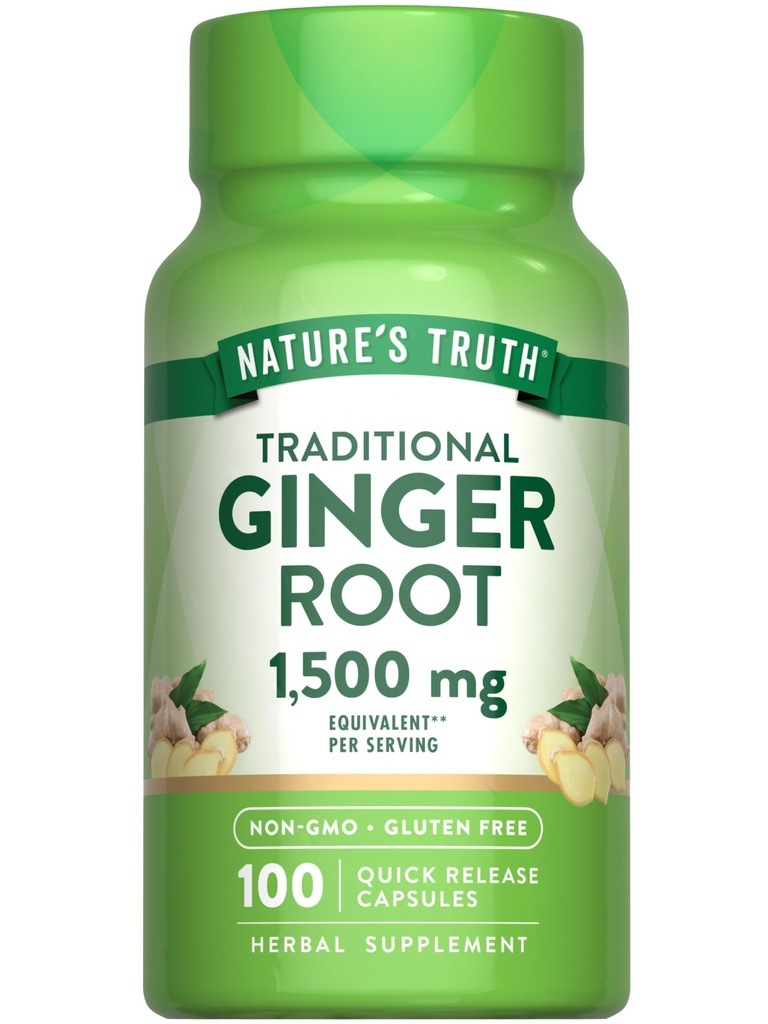 Nature 's Truth Ginger Root Capsules 124; 1,500mg CLAS124; 100 Count CLAS124; from Ginger Root Extract CLAS124; Non- GMO a gluten zdarma dodatek