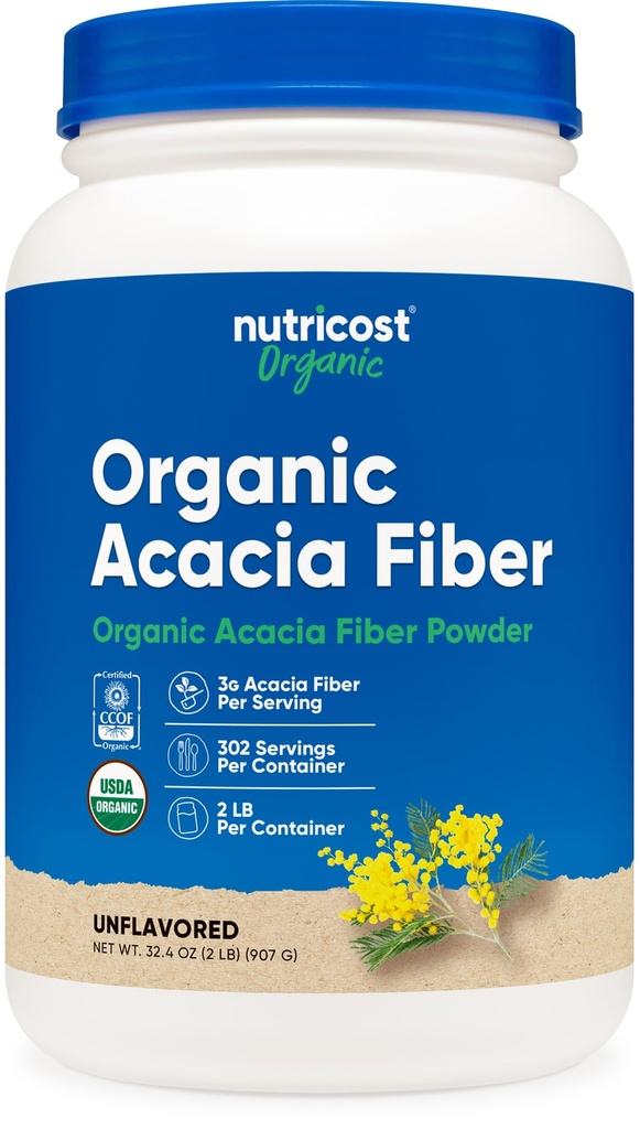 Nutricost Organic Acacia Fiber Powder (2 LB) - USDA Certified Organic, Non- GMO, Gluten Free
