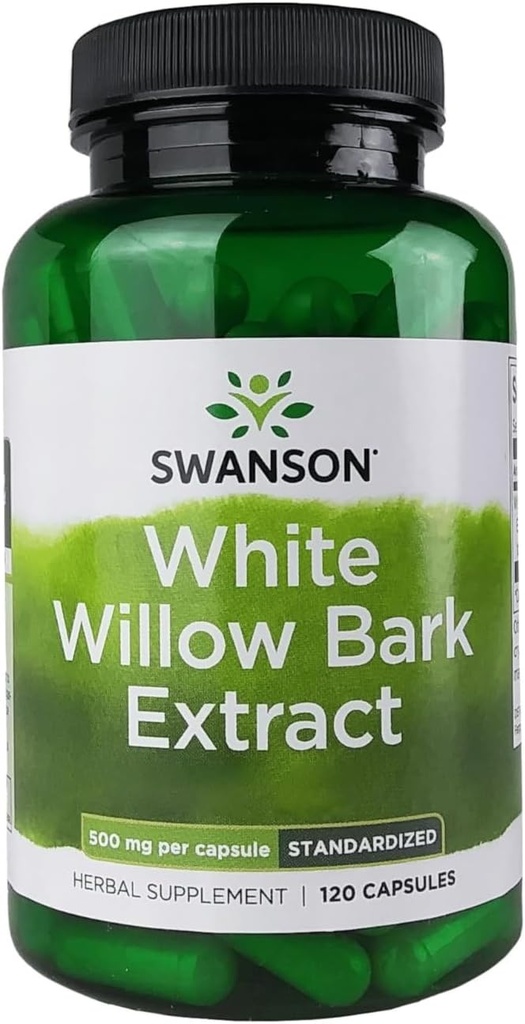 Swanson White Willow Bark Extract - Promotes Joint Support and Muscle Relief - Standardizované na 15% Salicin - Přírodní dodatek bez podráždění žaludku - (120 Kapsle, 500 mg každý)