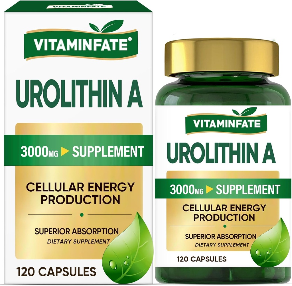 3000 MG Urolithin A dodatek - 120 Kapsle podporuje antioxidant, zlepšené zdravé stárnutí, Mitochondrial, Opravy buněk pro muže a ženy