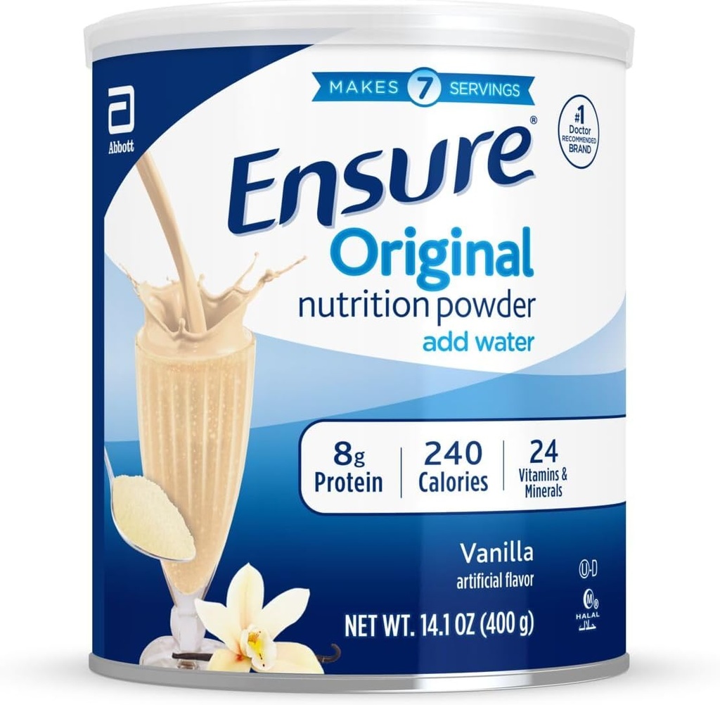 Zajistit Original Vanilla Nutrition Powder 124; Vanilla Protein Powder 124; Small Meal Replacement Shake Mix 124; 8g Protein, 24 Vitamíny & Minerály 124; Imunní zdraví 124; 14.1 oz