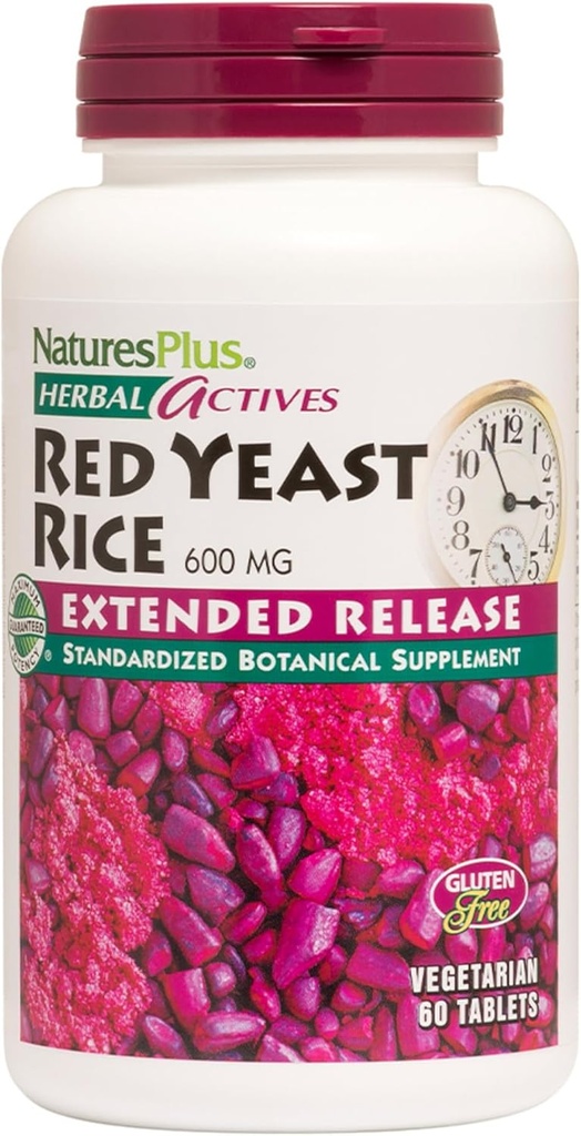 NaturesPlus Herbal Agents Red Yeast Rice Extended Release 600 mg - 60 Tablet, Balení 3 - Podporuje General Well- Being - Vegetarian, Gluten Free - 180 Celkem Služeb