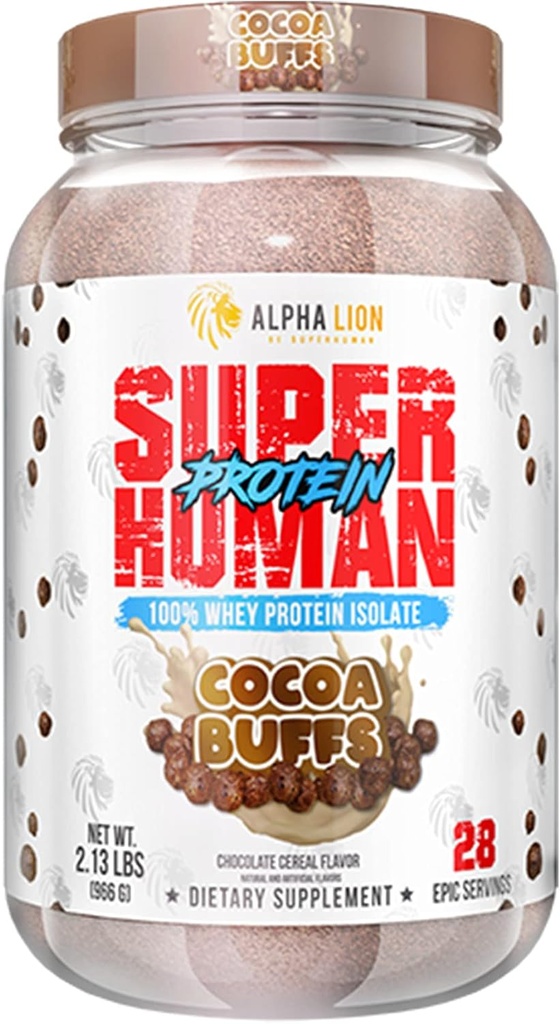 ALPHA LION Superhuman syrovátkový protein prášek, velký Ochutnávání čistý syrovátkový protein izolát, nízká sacharid, nízký cukr, žádný Bloat Post cvičení, svalové zotavení & růst (28 Služeb, kakaové buffs)