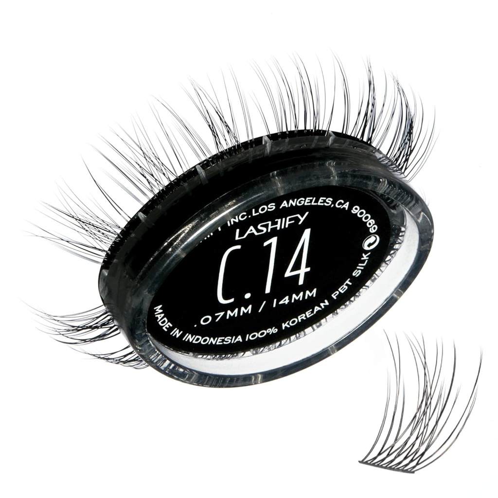 Lashify Curl 14mm Gossamer DIY Eyelash Extensions Refill, Black, Easy False Eyelashs for a Natural Look