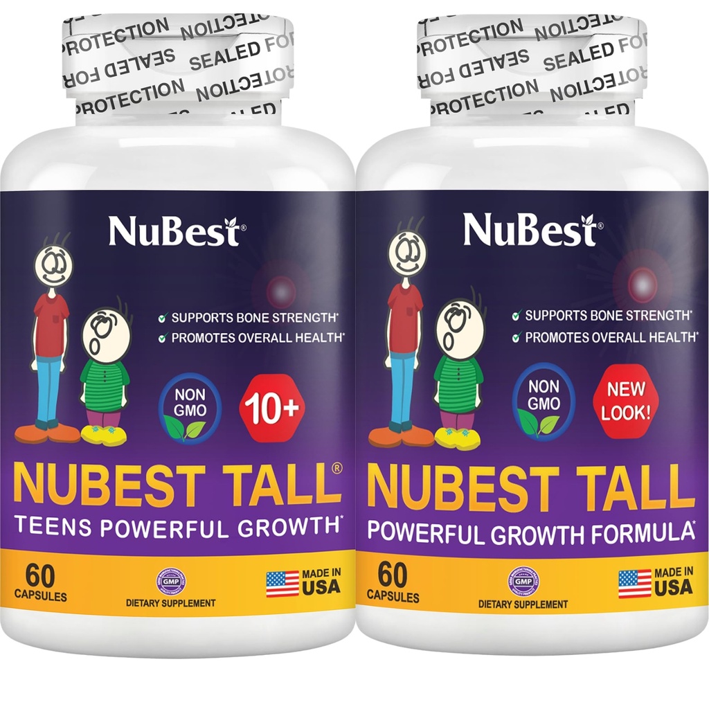 NuBest Bundle Tall 10 vysoký 124; Výška podpora růstu pro děti & dospívající 124; vápník, vitaminy D3 K2, kolagen & Byliny 124; Síla kostí, Focus & Development