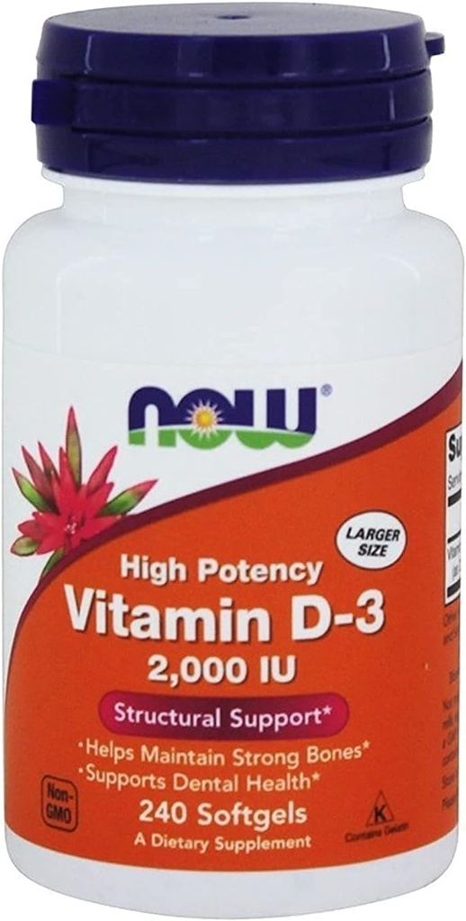 Nyní potraviny, (2 balení) Vitamin D-3 High potency, 2000 IU, 240 Softgels