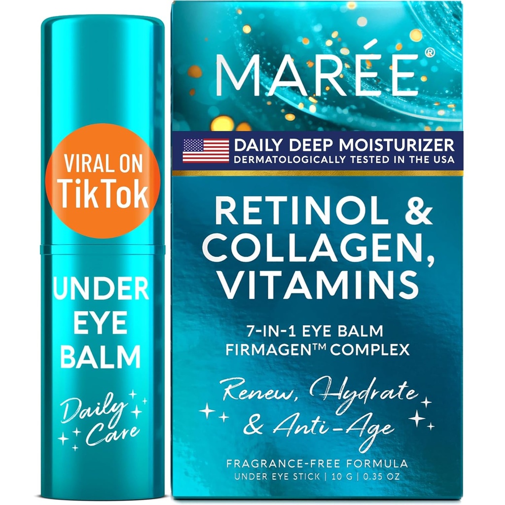 MAREE Under Eye Balm Stick with Retinol & Ceramid Complex - Facial Moisturizer for Dark Circles & Wrinkles - Under Eye Brightener Stick, Anti Wrinkle Hydrating Face Skincare