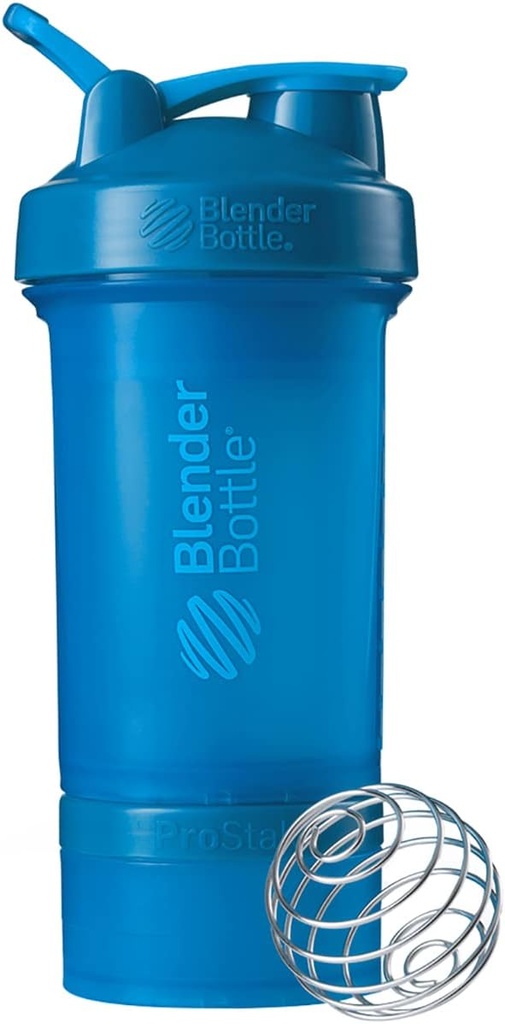 BlenderBottle Shaker Lahvička s Pořadatelem a skladováním proteinu Powder ProStak System, 22- Ounce, Cyan