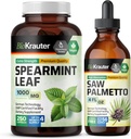 BIO KRAUTER Spearmint 250 Kapsle & Saw Palmetto tinktura 4 Fl. Oz.