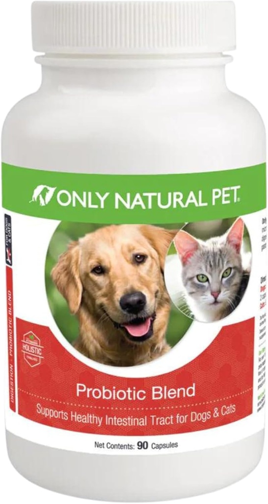 Pouze přírodní Pet Probiotický pes a Cat dodatek - Trávicí & střevní Trakt Zdraví Enzyme Formule, Štěně & Psí Digestivní Podpora, Nejlepší pro Sotomach Relief & Gas Aid - 90 Kapsle.