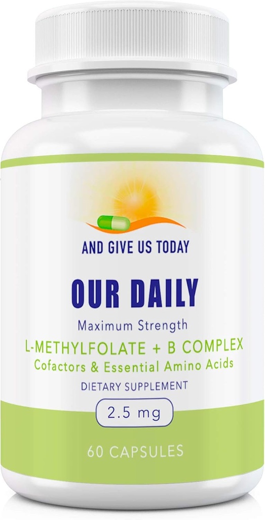 Naše Daily Vites L- methylfolát B Complex Cofactors & Essential Amino Acids (2, 5 mg) - Aktivní folát, Methylovaný B12 Methylkobalamin, B6 a Glycin - 60 Počet