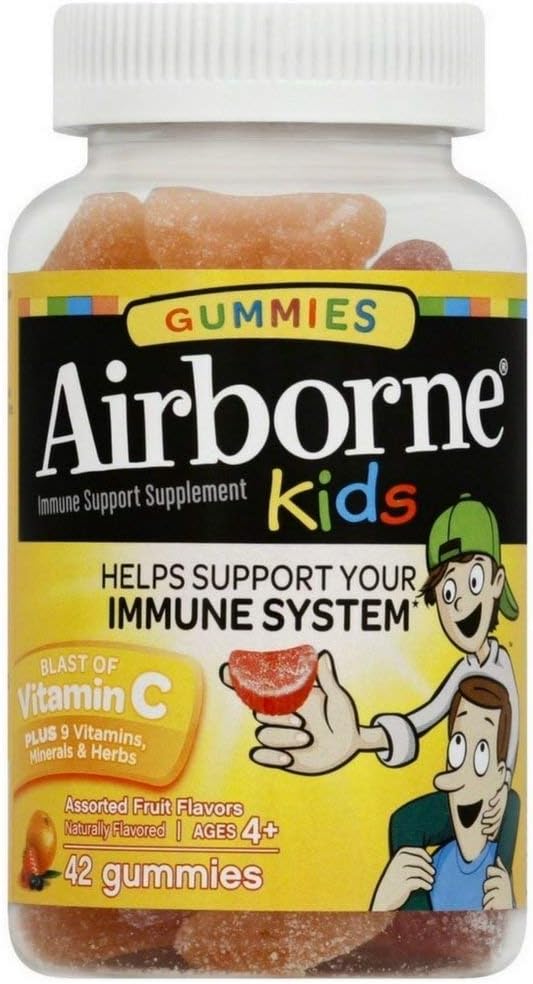 Palubní 500 mg vitamin C + zink Imunitní Supplement Gummies for Kids, Asbored Fruit Flavor, Gluten Free Plend Blend with Powerful Antioxidants Vitamins C & E, 42 Gummies (4 balení)