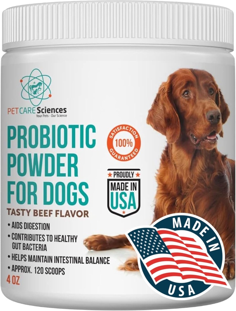 Přibližně 120 porcí psího probiotického prášku - Probiotika a dietní enzymy a psí stravovací podpora - Vyrobeno v USA