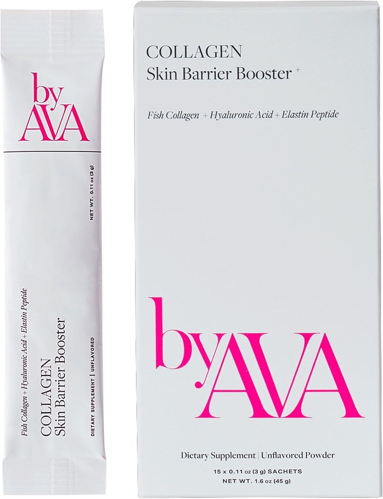 byAVA Marine Kolagen Powder Skin Barrier Booster 124; Neochucené ryby kolagen Peptidy s Elastin, Hyaluronic Acid, Biotin & Vitamin C 124; 15 Cestovní Stick Packets