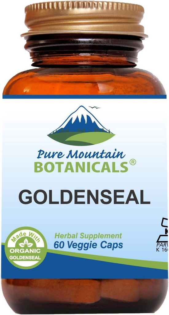 Čisté horské botaniky Goldenseal Kapsle - Kosher Vegan Caps s 250mg Organic Goldenseal Root Dodatek