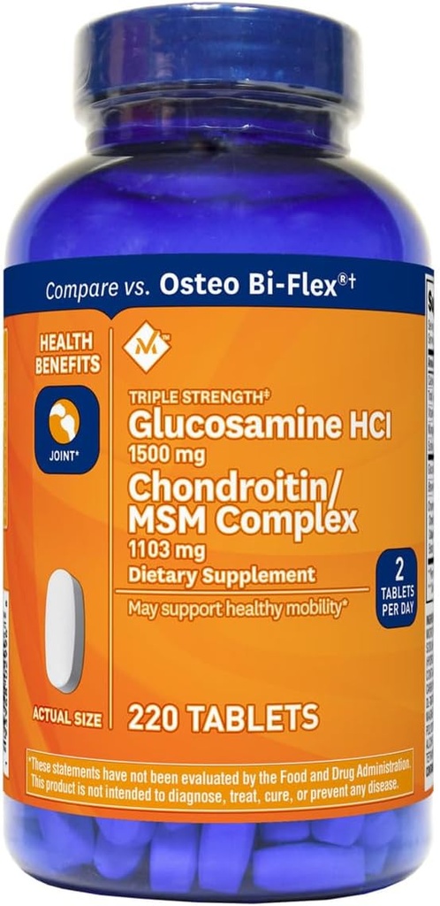 Člen Mark Triple Strength Glucosamine 1500mg & Chondroitin MSM 1288mg tablety (1 lahvička (220 tablet))