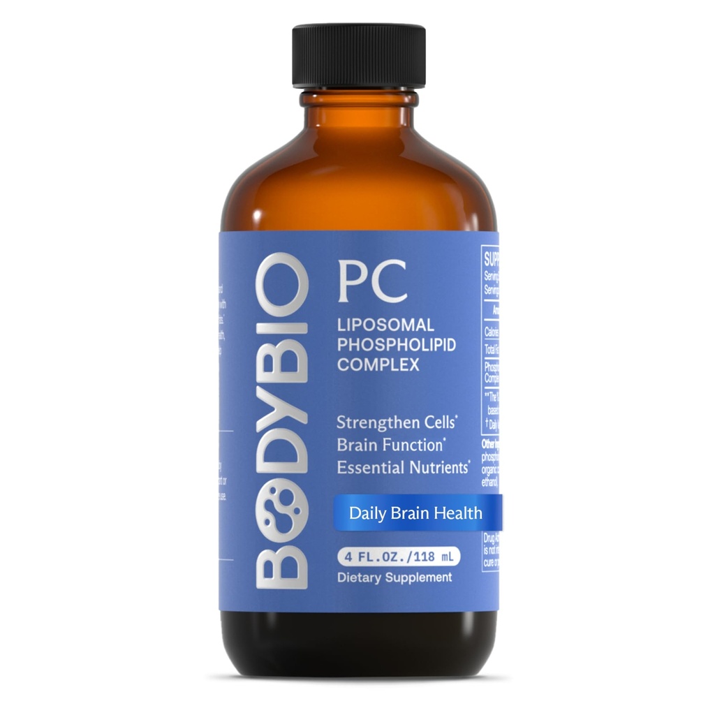 BodyBio PC - Fosfatidylcholin pro zdraví mozku, duševní jasnost, kognitivní funkce, buněčné opravy a zdravé stárnutí, fosfolipidový komplex dodatek pro jemné denní detox