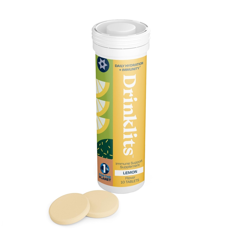 Drinklits Lemon Daily Imunitary Support Tablety 124; 0g Cukr - Vitamin C - Elektrolyty - Botanická směs 124; Single Tube (10 Tablet / Servings)