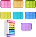 7 Kousek Set Pořadatel pilulek 6 krát denně, Týdenní Pouzdro, Pořadatel pilulek s etiketami, Travel Pill Dispenser 7 Day se 42 Kopie pro léky / vitamín / rybí olej / doplňky - Rainbow Barvy