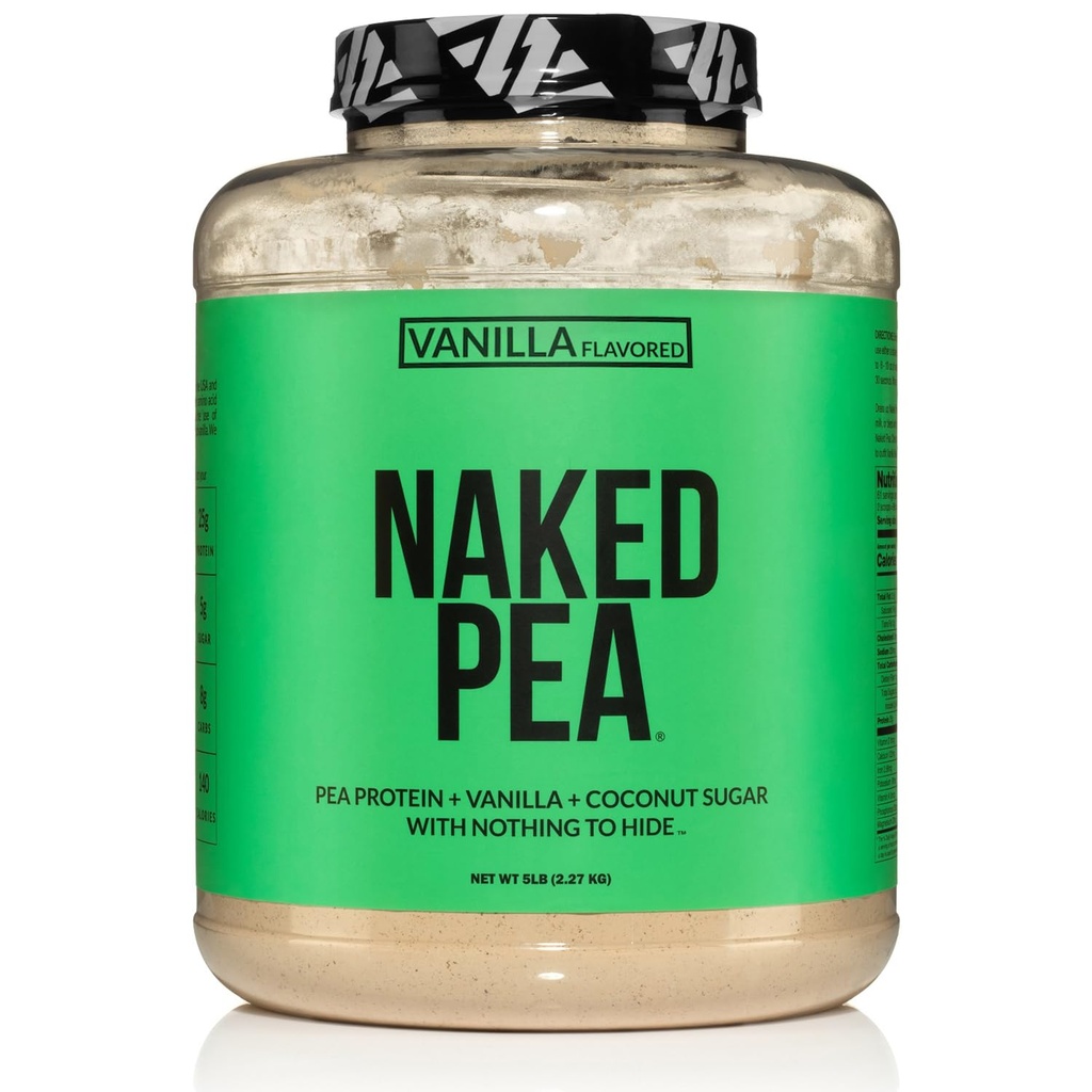NAKED Pea - Vanilla Pea Protein - Pea Protein izolát ze severoamerické farmy - 5lb Bulk, Plant based, Vegetarian & Vegan Protein. Snadno se digest, non-GMO, gluten zdarma, laktóza zdarma, sója zdarma