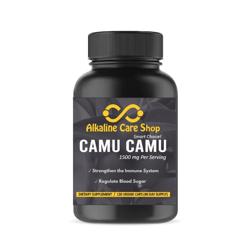Alkalické Care 124; Vitamin C z Camu Camu Kapsle, 1500mg kapsle 124; 100% přírodní, celé jídlo, Non-GMO doplněk s Camu Camu Extract 124; pro imunitní a kolagen podporu (120 Veggie Kapsle)