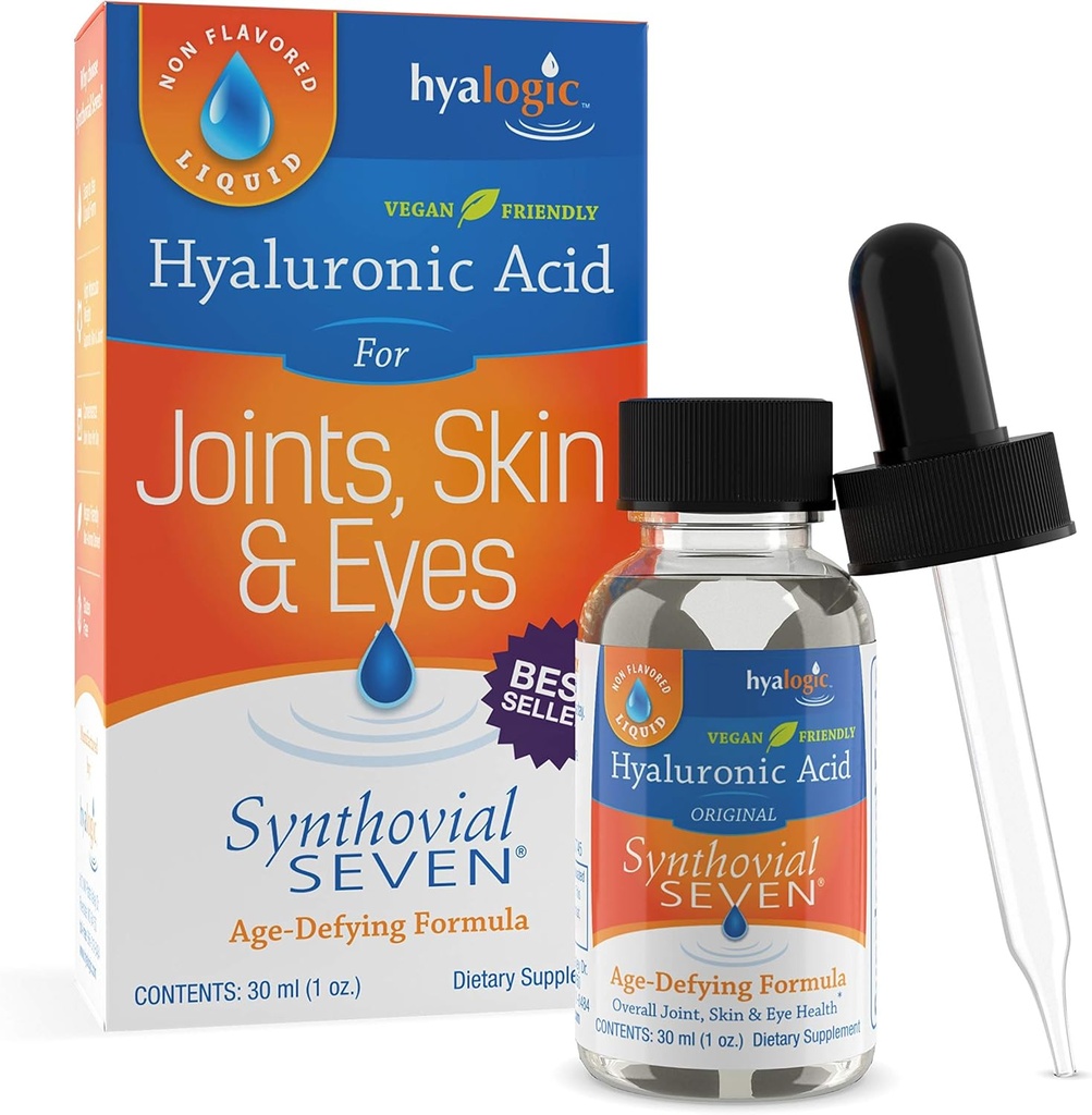 Hyalogická syntetická sedmá kyselina hyaluronová kapalná - HA společná podpora - Vegan - 1 oz