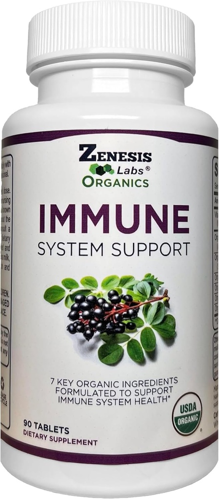 Zenesis Labs Organic Imunitary Supplement vitamin C, Moringa, Elderberry, Astragalus, Oregano, Ginger, Česnek (90 tablet, 30 denní dodávka)