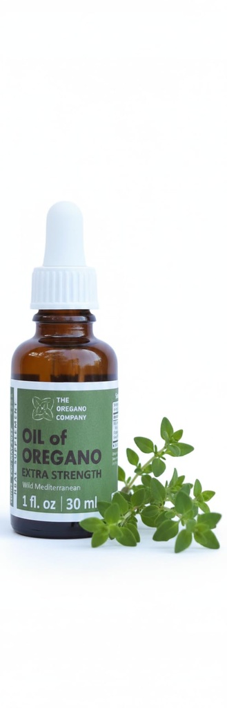 OREGANO COMPANY - olej Oregano 1 fl. oz 30 ml, 90 + Carvacol, Extra síla, tekutý, vegan, Vegetarian, Non- GMO, gluten volné kapky, sezónní kapky, přírodní, jedlé potravinářské třídy, Aceite De Oregano
